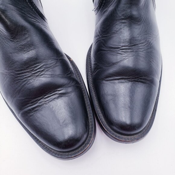 PAUL GREEN Tall Boots Knee-High Riding Black Leather Buckled Size 7 Block Heel - Picture 7 of 10